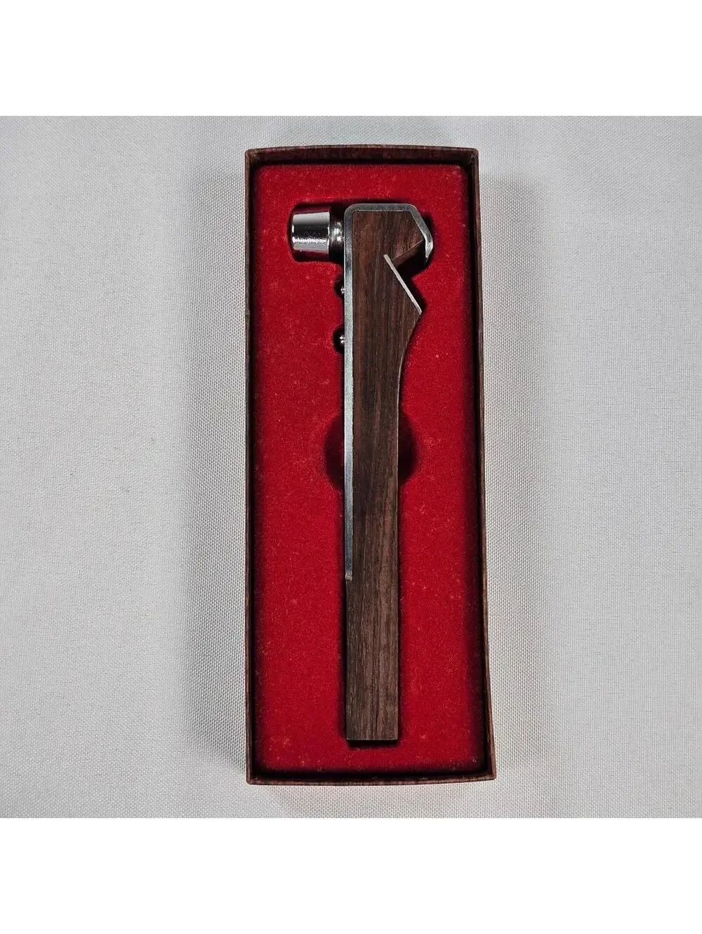 Vintage Burnco The Ice Breaker Bar Tool Wood Chrome Hammer Bottle Opener Boxed